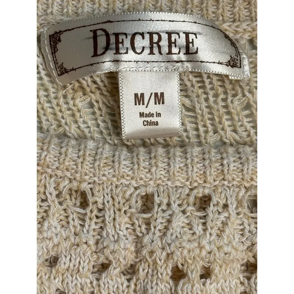 Cream Crochet High Low Top | Boho Half Sleeve Blouse | Decree